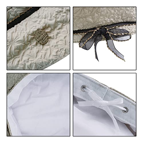 Mosstyus Womens Beret Hat French Style Beanie Cap Headwear For Party Club Dance Pleated Seersucker Berets Bow,Khaki #TOP4