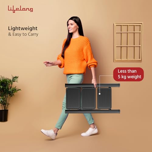 Image of Lifelong 3 Steps Steel Ladder for Home, Foldable & Portable Stairs, Versatile Use for Kitchen, Bathroom & Office Foot Stool - Multipurpose Three Step Stool with 150 Kg Capacity (LLSLS03, Black)