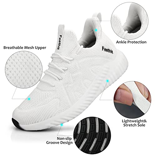 Image of Feethit Womens Running Shoes Lightweight Walking Tennis Shoes Non Slip Comfortable Fashion Sneakers, White, 10