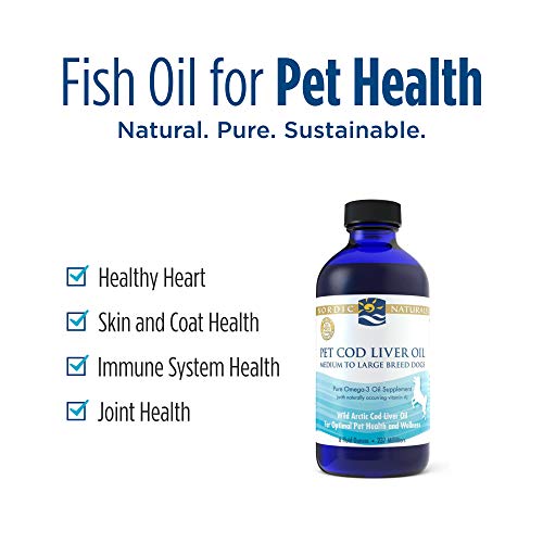 Nordic Naturals Pet Cod Liver Oil, Unflavored - 8 Oz - 1104 Mg Omega-3 Per Teaspoon - Fish Oil For Dogs With Epa & Dha - Promotes Skin, Coat, Joint, & Immune Health #TOP2