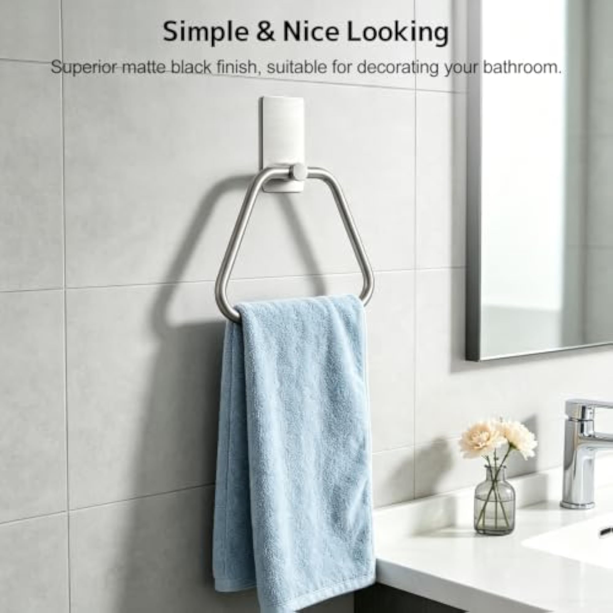 Brushed Nickel Self-Adhesive Towel Rail for Bathroom