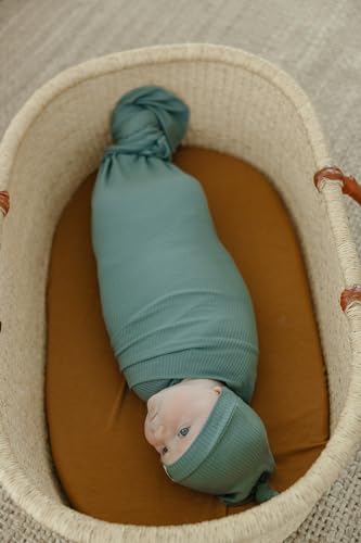 Image of Copper Pearl Swaddle Blankets for Newborns | Soft Stretchy Receiving Blankets for Boys and Girls | Large 46 x 46 Inch Baby Blankets | Lightweight and Breathable Swaddles | Moss