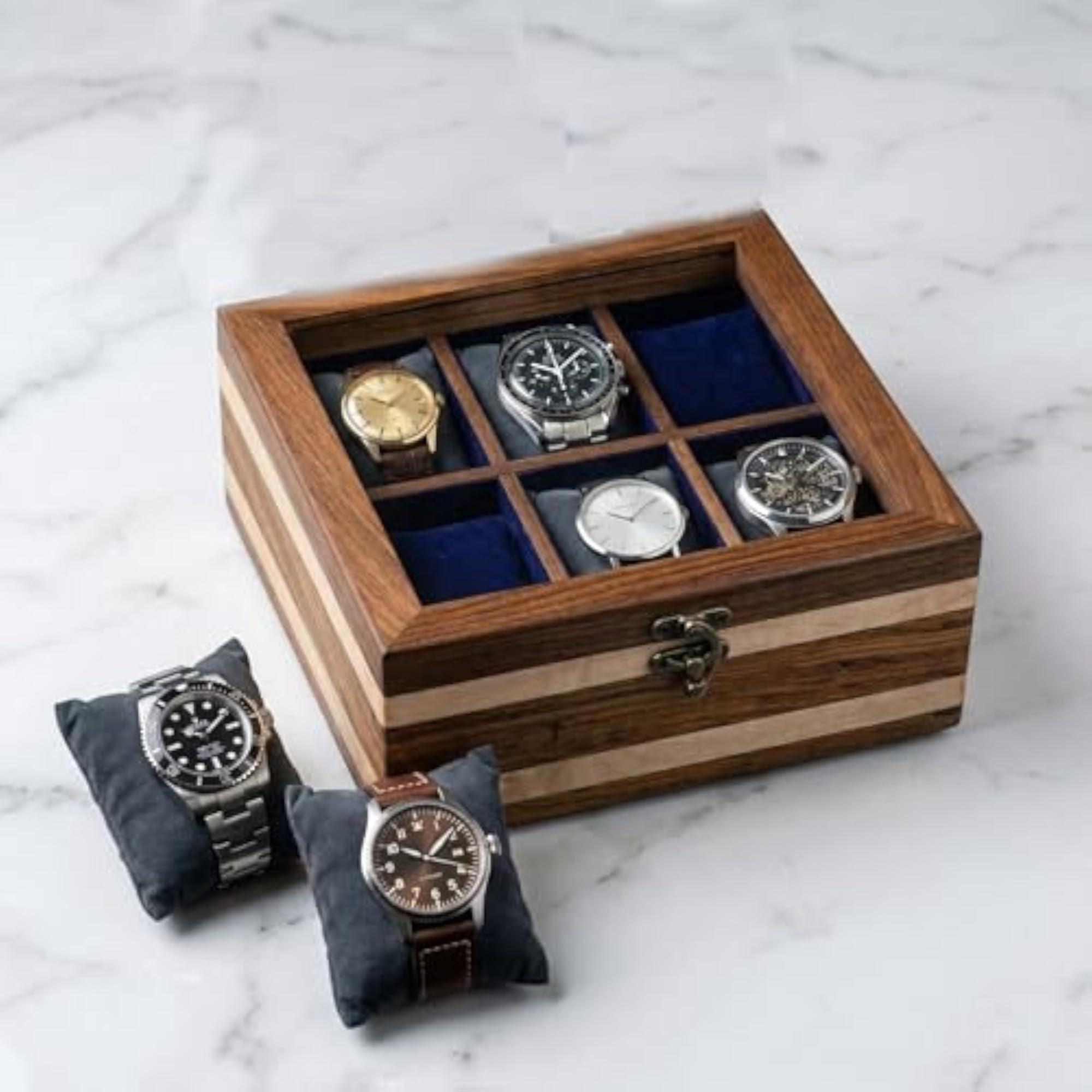 Handcrafted Wooden Watch Box with 6 Slots