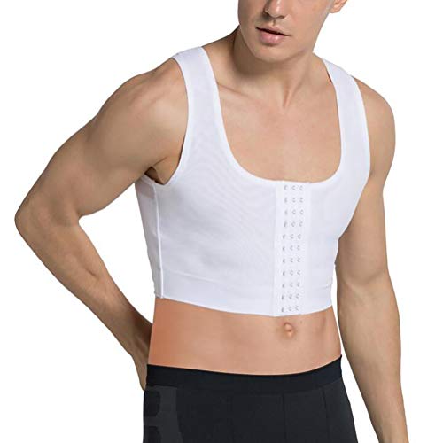 SHANGLY Hommes Shapewear Gynécomastie Gilet de Compression Coffre Coffre Moobs Lesbienne Chemises sous-Vêtements,White,M Cover