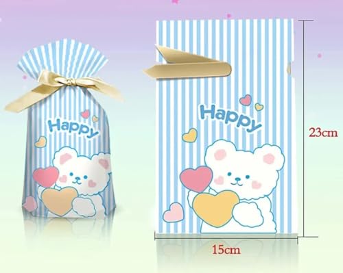 Image of VRB Dec 40Pcs Return Gift Bags - Potli Bags, Return Gift Bags for Kids Birthday - Gift Packing Bags - Goodie Bag for Return gifts - goodie bags - gift pouches for return gifts - guddy bags for return gifts (40Pcs Happy Ribbon Bag)