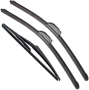 RAINTOK Windshield Wiper Blade Set Replacement for 2008-2013 Nissan Rogue Original Equipment Replacement Front Wiper Blades-26"/14"/12" (Set of 3) U/J Hook