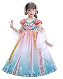 mulanfeng Traditional Chinese Hanfu Dress for Girls, Chinese Princess Costume with Floral Embroidery (110(4-5Years))