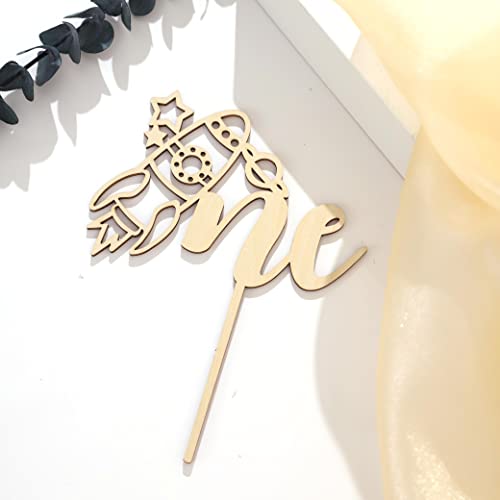 Wood Outer Space One Cake Topper - First Trip Around The Sun Cake Topper, Space Cake Topper 1St Birthday, Wood Rocket One Cake Topper, Outer Space 1St Birthday Decorations #TOP24