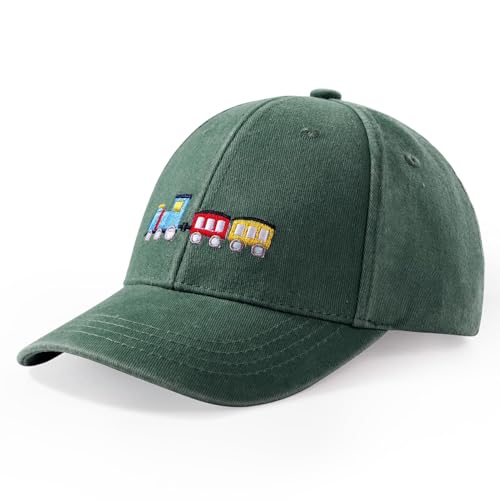 Toddler Baseball Hat Baby Boy Kartoon Embroidery Train/Puppy Cotton Kids Baseball Cap Washed Sun Hats for Boys Girls 3-8Y