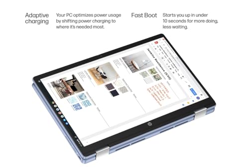 Image of HP Chromebook X360 14b 2-in-1 Laptop (14 inch FHD Touchscreen, Intel N100, 4GB RAM, 64GB eMMC + 64GB SD Card) Home & Students, HD Webcam, Long Battery Life, Thin & Light, Wi-Fi, IST Pen & HUB, Chrome OS