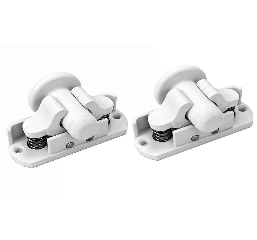 EasyByMall Pestillo de nailon resistente con tapa desmontable para armario, cajón, mesa, camping, almacenamiento, color blanco, paquete de 2