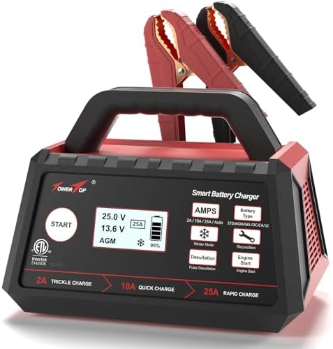 TowerTop 2/10/25 Amp 12V Smart Car Battery Charger, Fully Automat...