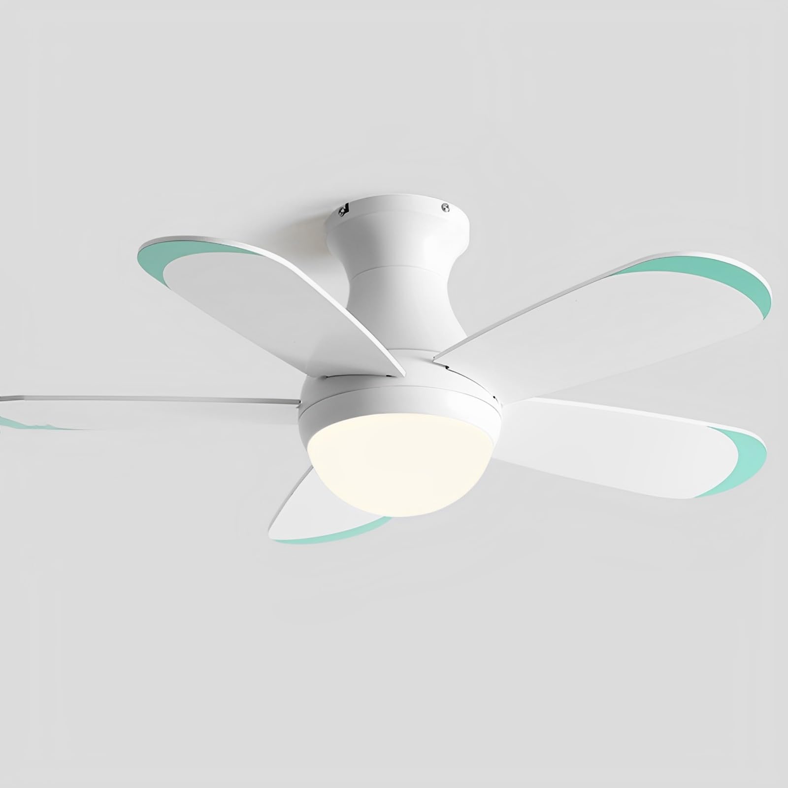 SXDMOUBK Indoor Mute Ceiling Fan with Light Kids Room Remote 6 Gear Wind Speed, Timing Dining Study Bedroom 24W LED Lighting 5 Plywood Blades