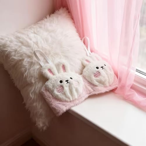Image of Premium Cute Bunny Plush Bra & Panty Lingerie Set for Women - Imported Soft Fuzzy Rabbit Cartoon Innerwear, Sexy Cozy Teddy Fur Bunny Cosplay Lingerie for Honeymoon Romantic Date