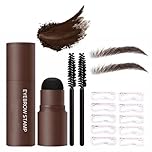 2-in-1 Eyebrow Stamp Kit with Reusable Stencils & Brush – Waterproof Hairline Powder & Root Touch Up Stick – Fills Thin Brows & Edges with ABS Accessory Tools for a Natural Defined Look