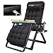 Produktbild Moolo Extra breite Sonnenliege Schwerelosigkeit Liegestuhl Patio Faltbare Einstellbare Garten Im Freien Home Tragbare Stützen 200 kg Schwarz (Size : with Cushions)