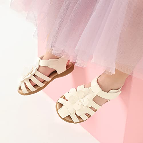 Image of DREAM PAIRS Girls Toddler /Little Kid Closed-Toe Flower Summer Dress Sandals Shoes