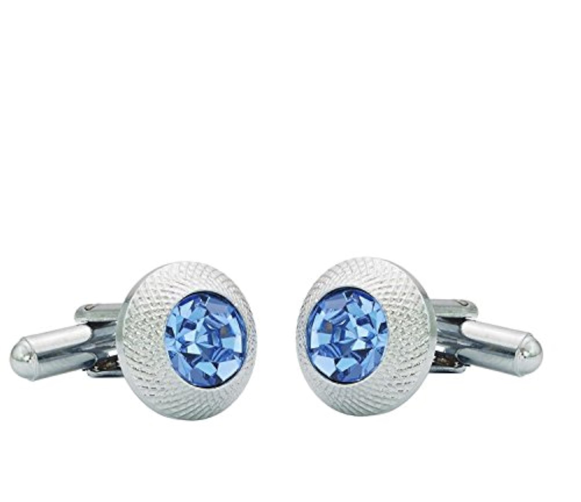 Men's Unique Shape Silver Cufflinks with Diamond Crystals