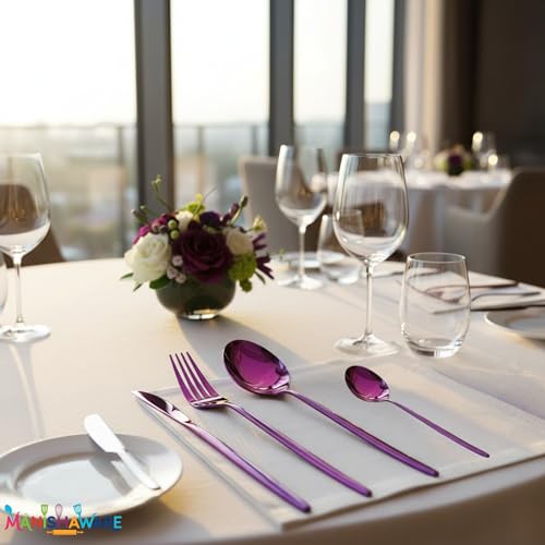 Image of Slim Handle Pink 12 Pcs Stainless Steel Cutlery Set for Dining Table, Dishwasher Safe Glossy Flatware (3 Spoon Set+3 Forks Set+3 Butter Knife+3 Dessert Spoon)