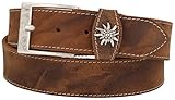  Trachtenkönig Trachtengürtel Herren Damen zur Lederhose Edelweiss Kürzbar(110 cm, Hellbraun (Leder))_TK01_02_110