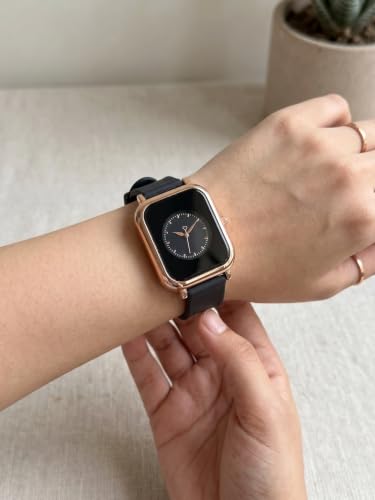 Image of Premium Rose Gold Square Analog Watch for Women & Girls | Stylish Stainless Steel Strap | Elegant Heart Second Hand | Trendy Ladies Wrist Watch under 500 | Square Case Design | Perfect for Casual | Affordable Fashion Watch for Girls