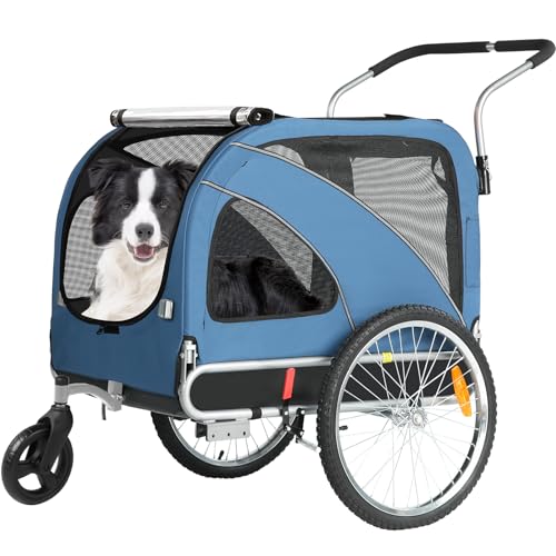 Fiximaster Remorque pour Chien XL – Vélo et Jogging 2 en 1 – avec Frein de sécurité et réflecteurs – Poussette Chien Pliable – remorque Animaux...