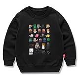 [ビューテ] マインクラフト 子供服 春秋 スウェット 長袖 クルーネック 男の子 女の子 綿100% キッズ 薄手 カジュアル 小学生 トップス プレゼント ブラック 150CM