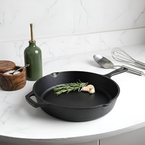 Preseasoned Cast Iron Fry Pan/Skillet with Long Handle, 25Cm/10Inch, 2 LTR, 2.7 Kg, Induction Compatible, Naturally Nonstick Fish Fry Pan, 100%... - Image 5