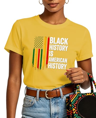 Image of Juneteenth Shirts for Women-Black History is American History Tee Tops African American Short Sleeves