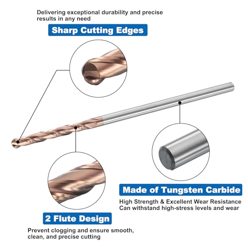 Image of HARFINGTON Ball Nose End Mill 2 Flute 1 /8 inch Diameter 1 /8 inch Shank Tungsten Carbide Uncoated Spiral CNC Router Bits 1 inch Cutting Length Single End Ball for Carving Engraving Grinding