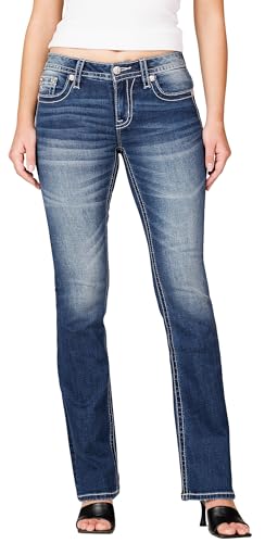 Miss Me Women's Orion Faux Flap Pockets Mid-Rise Bootcut Jeans2