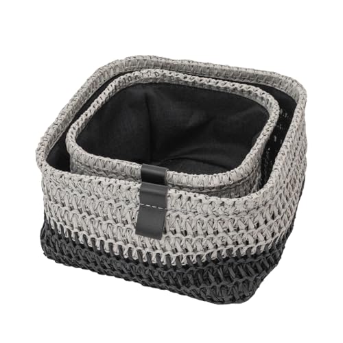 Panier de rangement Kenzi JVL lot de 2 bacs carrés gris clair