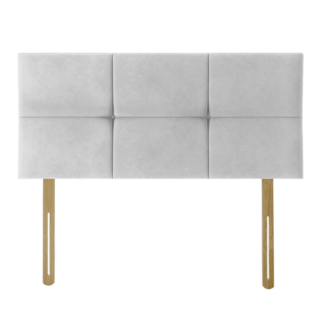 Deluxe Plush Divan Bed Headboard | Velvet Fabric Headboards for 5ft King Size Bed Frame | Elegant design with wooden material headboards for beds (Silver, 5ft King Height-20inch)