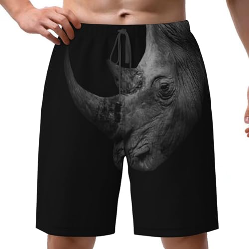 PAQGSREM Wolf - Traje de baño para hombre, de secado rápido, divertidos pantalones cortos de playa, trajes de baño, Rinoceronte, XL