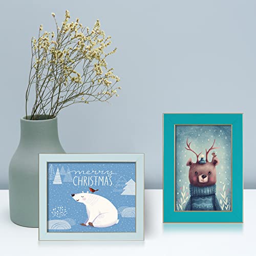 Core Art 5X7 Picture Frames, Turquoise Blue Photo Frames Set Of 2, 5 By 7 Colorful Frame With Hd Plexiglas, Wall Or Tabletop Display #TOP2