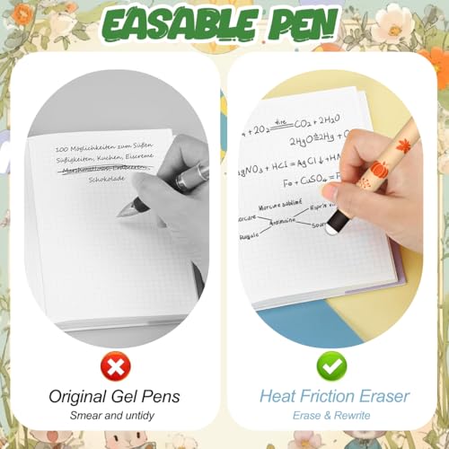 GTCIXEQ Set mit 15 Radierbaren Gelstiften - 15 Ostern gel pens für löschbare Stifte mit thermoempfindlicher Radiertinte, verschiedene Tintenfarben und Schaftdesigns, 0,7 mm