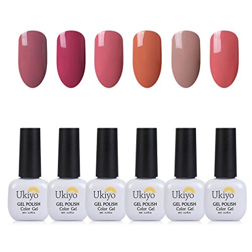 Nail Polish Set Nude Nail Polish Soak Off UV LED Nail Art Kit 6PCS by Ukiyo