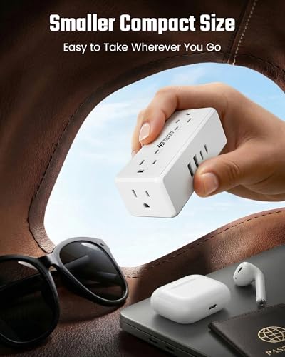 3' 1080J Superdanny Surge Protector Power Strip w/ 4 AC Outlets, 2 USB-C & 2 USB-A Ports (White) - image 8