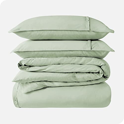 Bare Home 100% Organic Cotton Full/Queen Duvet Cover Set - Crisp Percale Weave - Lightweight & Breathable - Cooling Duvet Cover Set (Full/Queen, Willow) #TOP1