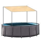 Above Ground Pool Shade Canopy with Steel Frame, 10'x10' 95% UV Block Sunshade Cloth for Above Groundpool, Large Outdoor Sunshade Cloth Canopy, Pool Accessories for Swimming, Ground, Patio, Lawn