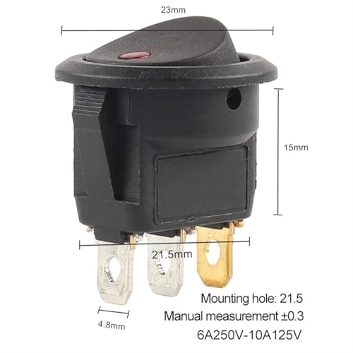 Interruptor basculante redondo de 23 mm para sustitución de paneles en coches y barcos 3