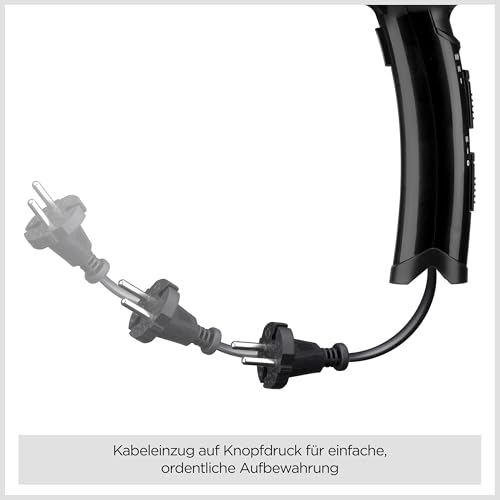 Babyliss Cordkeeper 2000 Ionic-Haartrockner D373E, einzigartige Kabeleinzugsfunktion Im Griff, 2000 Watt schwarz - 3