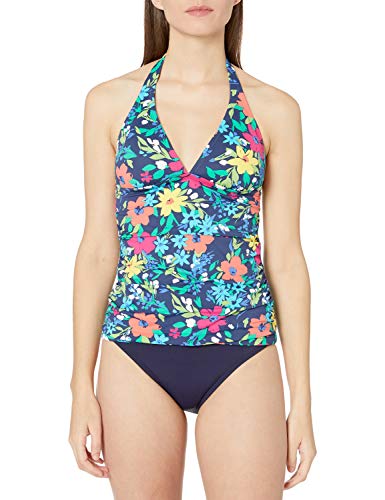 Nautica Women's Standard High Rise Core Transformable Wide Waist Band Bikini Bottom Swimsuit, Deep Sea Floral, Extra Large #TOP3