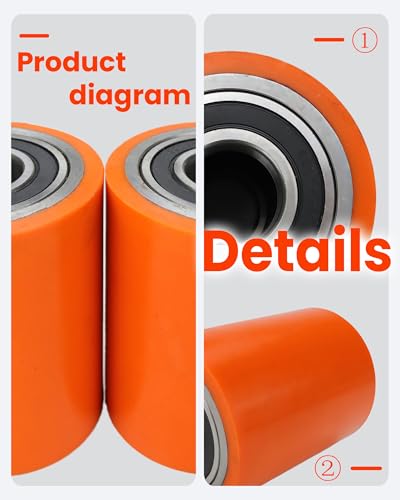 Image of 2 Pcs Pallet Jack Wheels Load Wheel Kit 8HBW23 Compatible with Toyota Model 8HBW23 Electric Pallet Jack Lift Truck