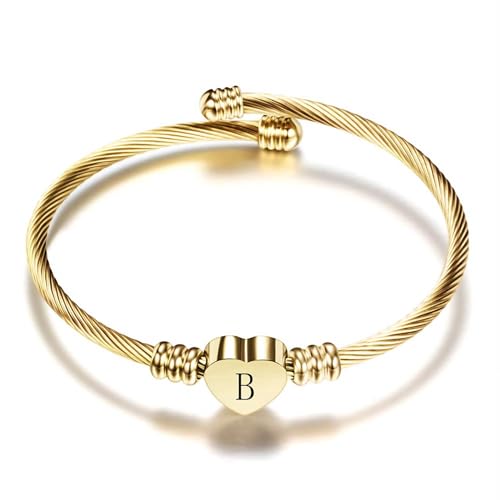 Image of VQYSKO Gold Bracelets for Girls-A to Z Stainless Steel Heart Initial Girl Jewellery, Birthday Gifts for Girls