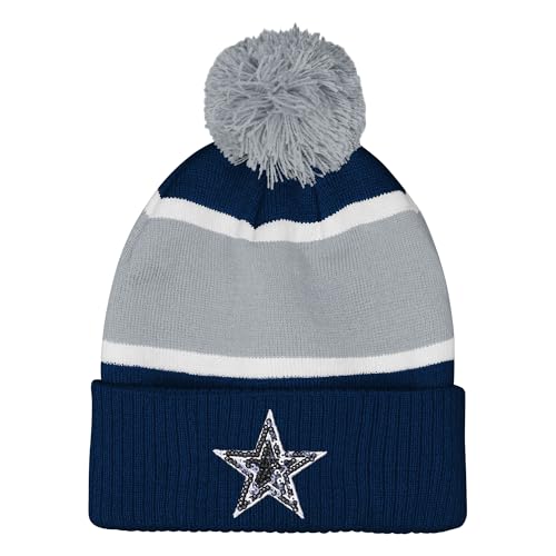 Outerstuff Girls Youth Navy Dallas Cowboys Let's Play Cuffed Knit Hat with Pom