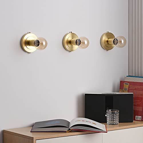 Image of BRIGHTTIA Luna Uno 1-Light Wall Sconce - Mid Century Industrial Modern Flush Mount Fixture for Wall & Ceiling - Minimalist Lamp for Bathroom and Small Spaces - Brushed Gold (BC0026-1G)