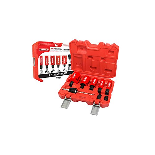 Image of Diablo 9-Piece Kit Bi-Metal Hole Saw Set, Fast Cut Performance - 5 Saw Sizes for Wood, Plastic, Metal, Includes Snap-Lock Plus Mandrel & Adapter Nuts - DHS09SGP