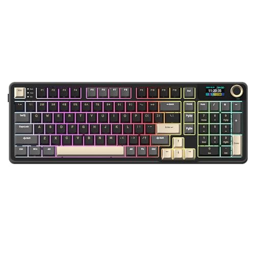 Image of Rosewill Neon S96 Wireless Mechanical Gaming Keyboard, 98-Key Layout w /Volume Knob, Bluetooth / 2.4GHz / USB-C, Hot-Swappable Blue Switches, RGB Backlit, 3750mAh Battery, Windows & macOS, Black