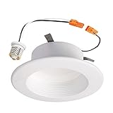 Halo RL 4' White Integrated LED Recessed Ceiling Light Fixture Retrofit Baffle Trim with 90 CRI,...